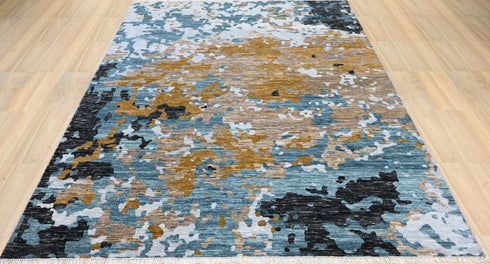 9 X 12 Ft Indoor Area Rug, Multi Color Abstract Design Rug, Indian Hand Knotted Rug, Oriental Rug, Living Floor Rug Home Decor